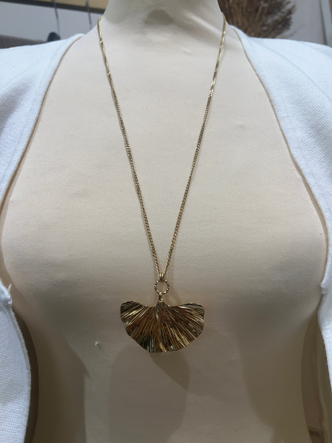 Collier or feuille Ginko