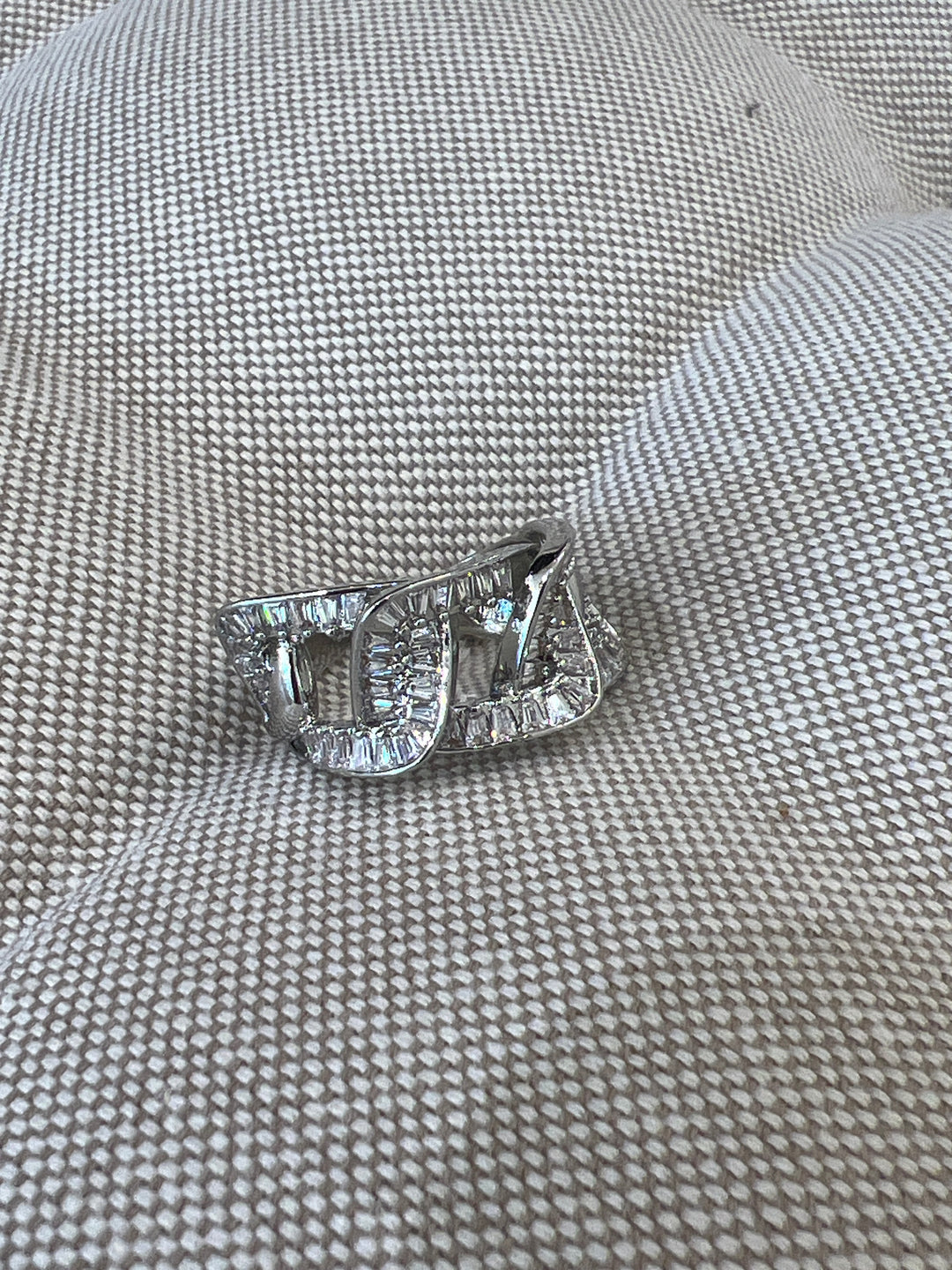 Bague chaine maille épaisse strass argent