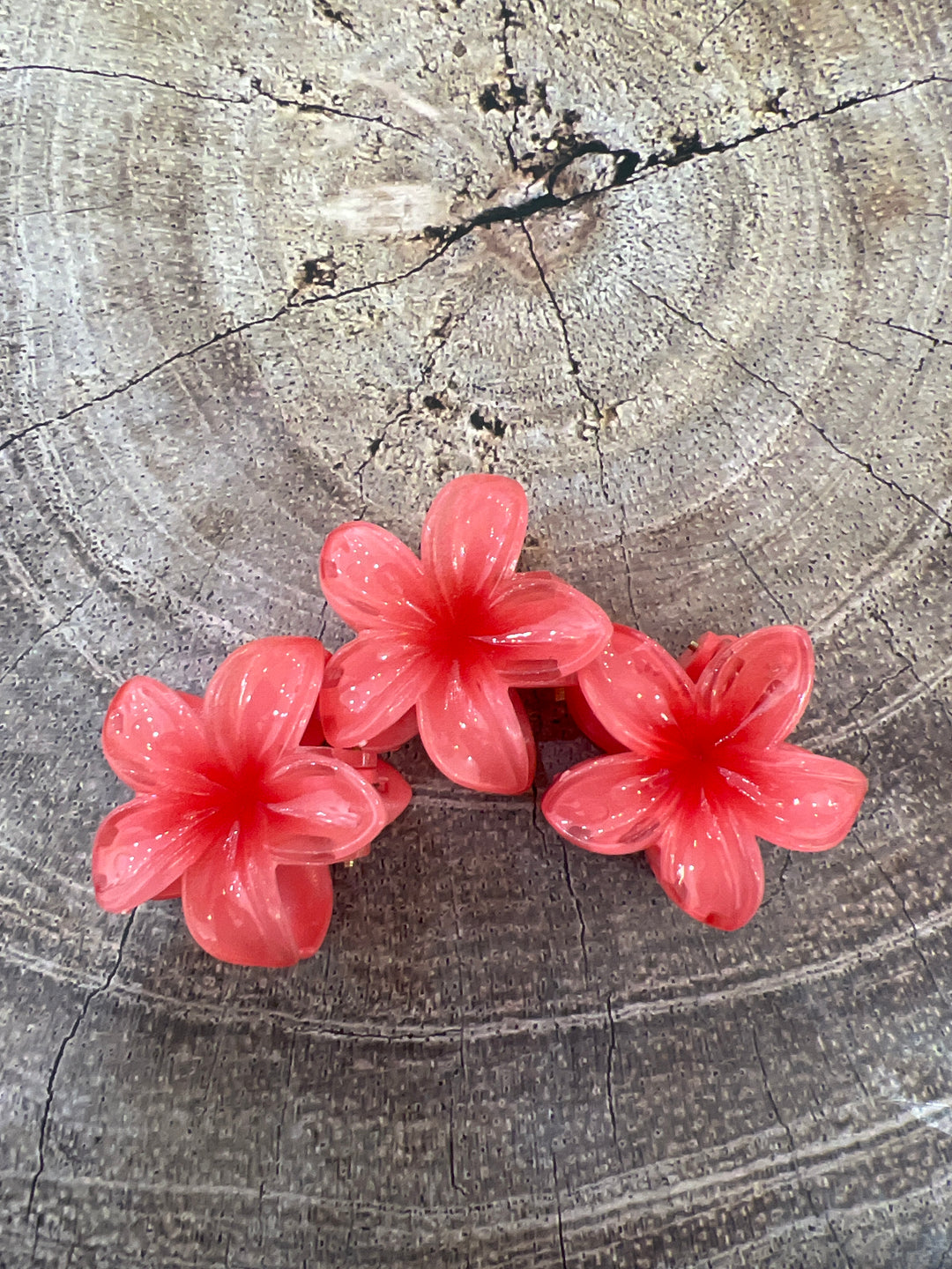 Pince a cheveux rose rouge fleur