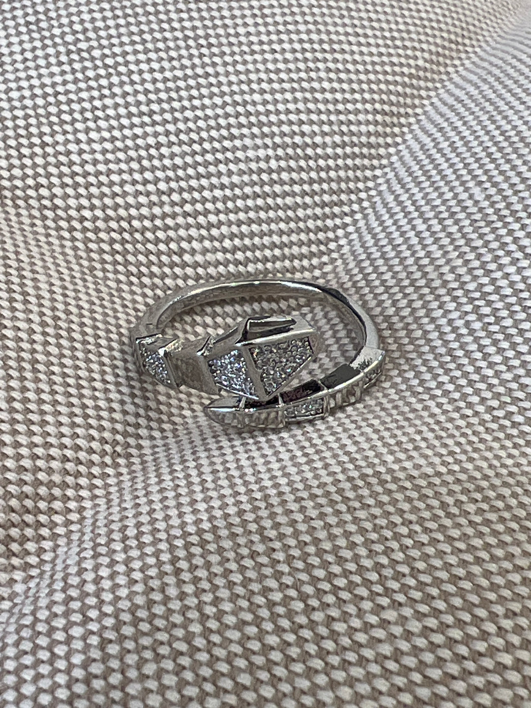 Bague serpent strass argent