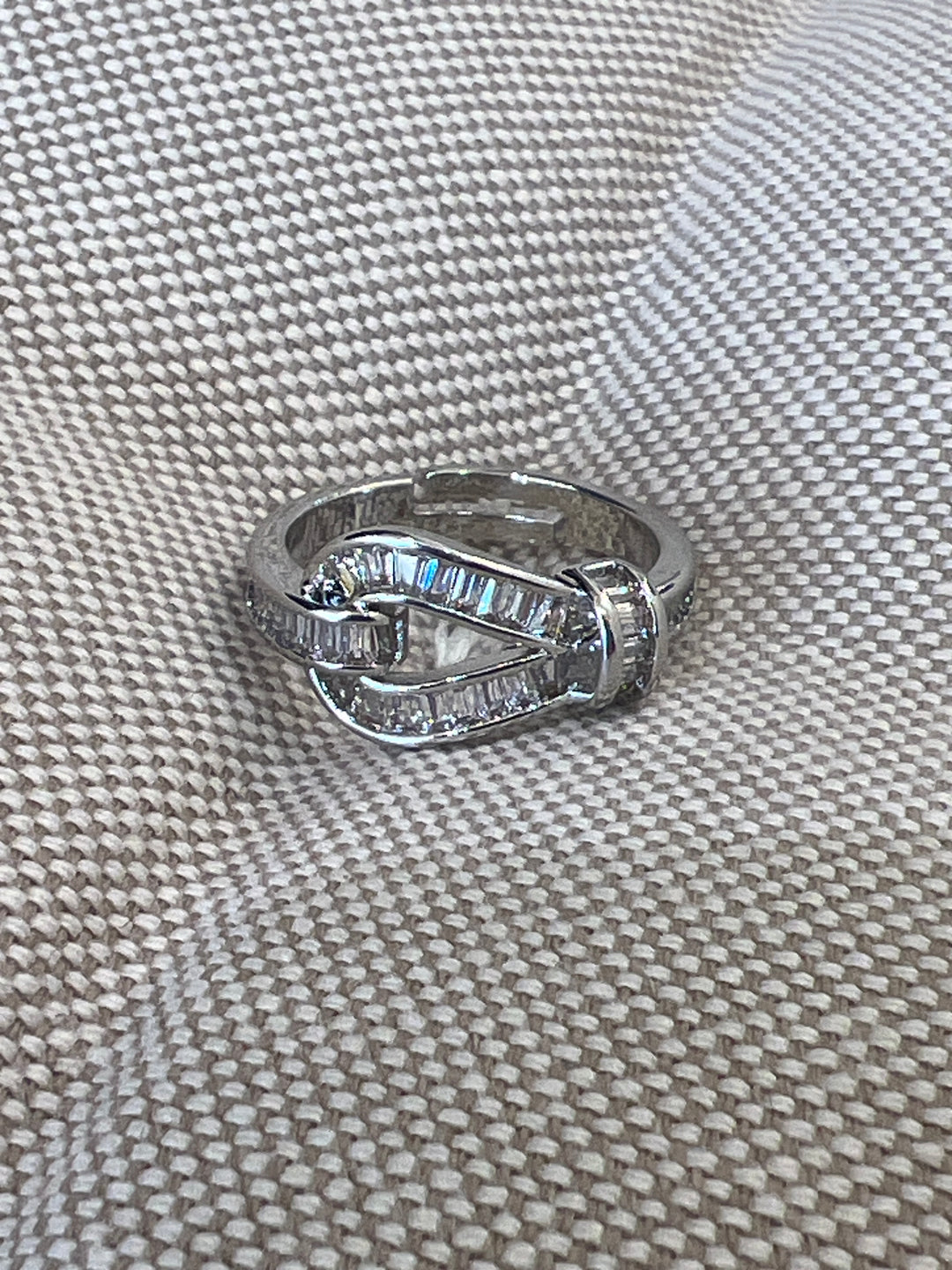 Bague sangle strass argent