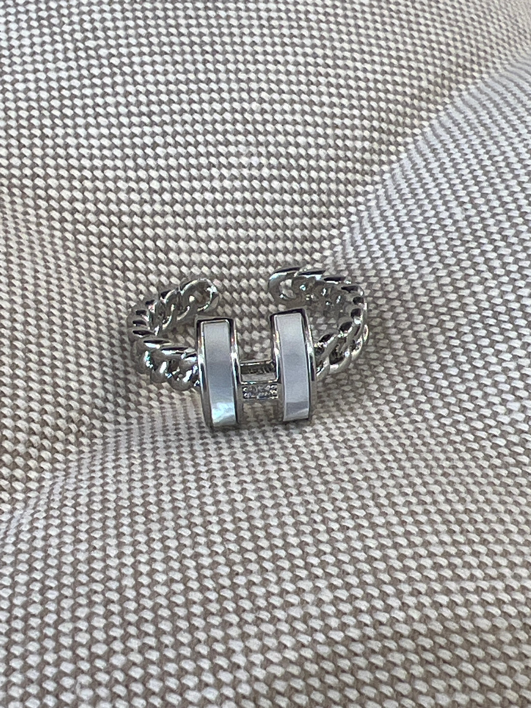 Bague H chaîne argent
