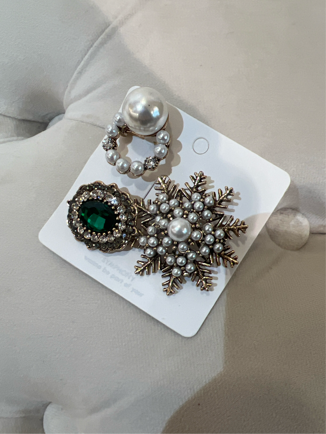3 broches strass