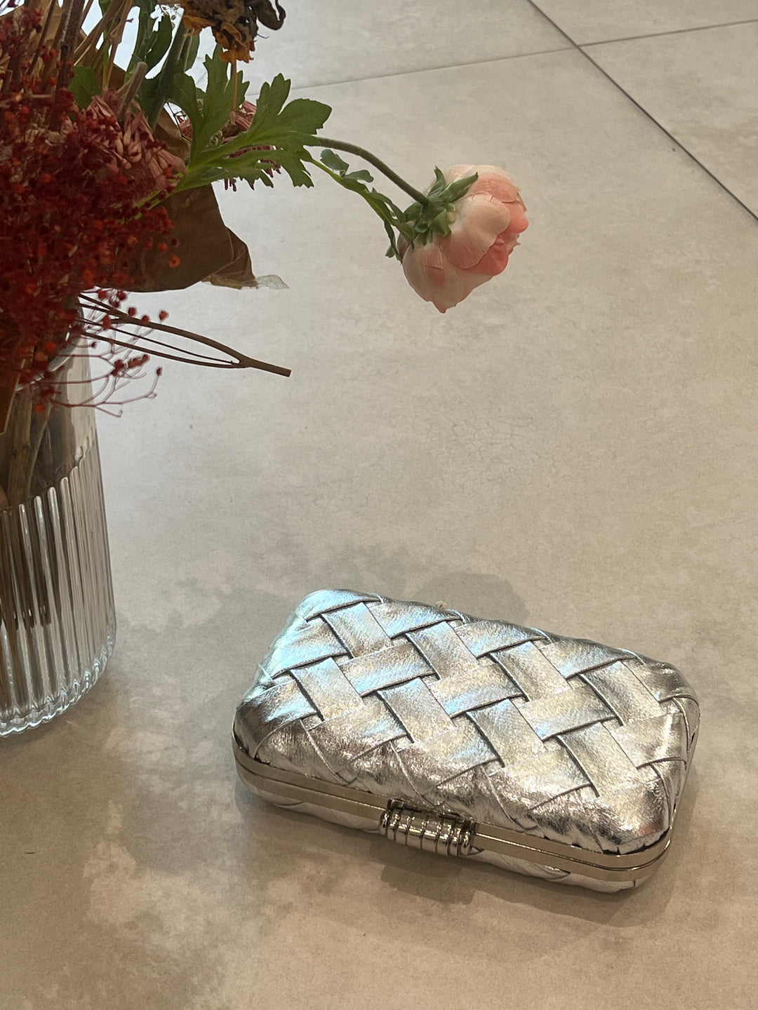 Pochette similicuir argent 8158