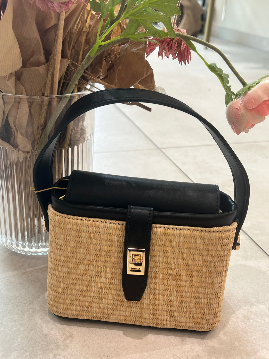 Sac paille noir 6067