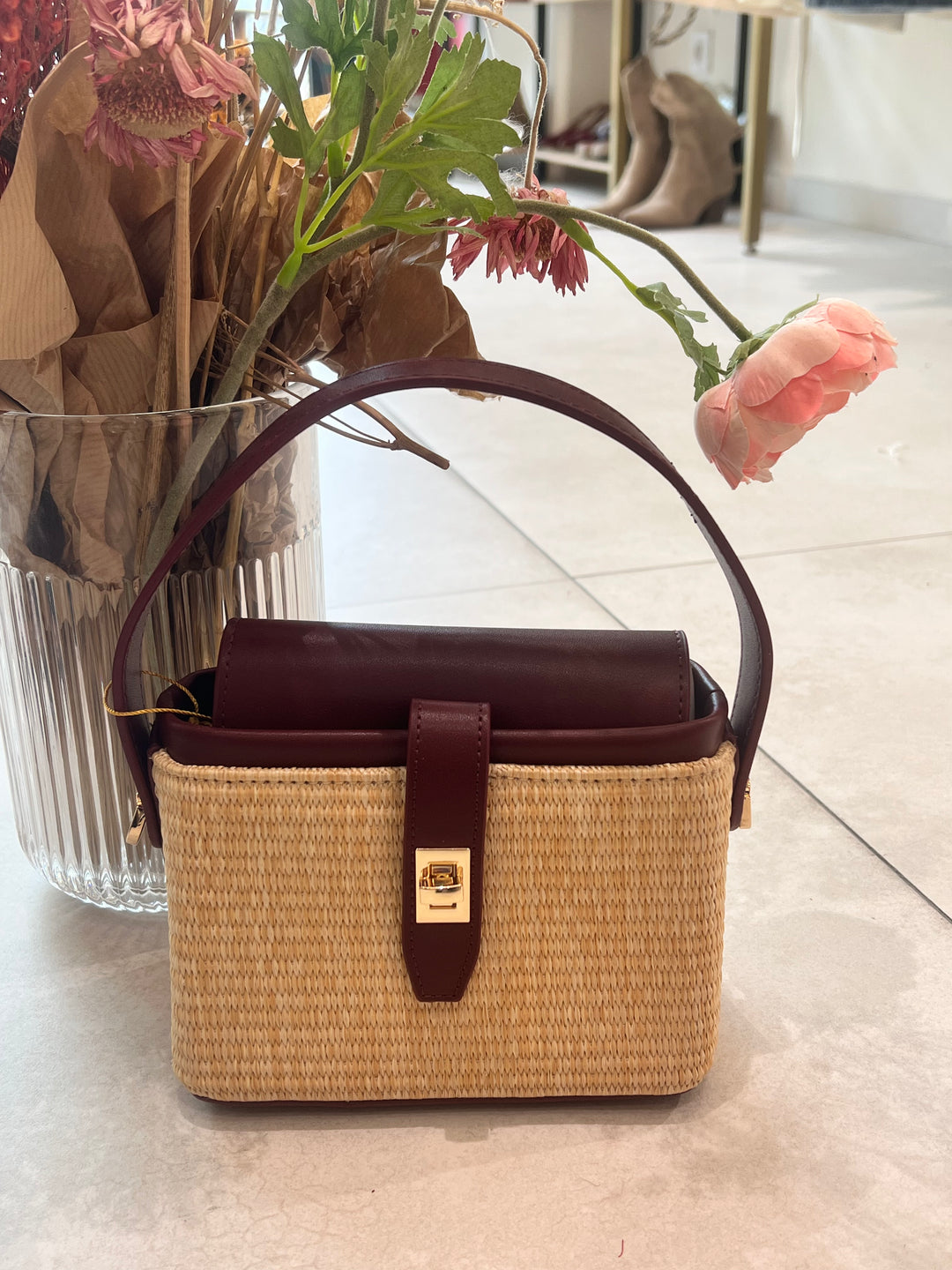 Sac paille bordeaux 6067