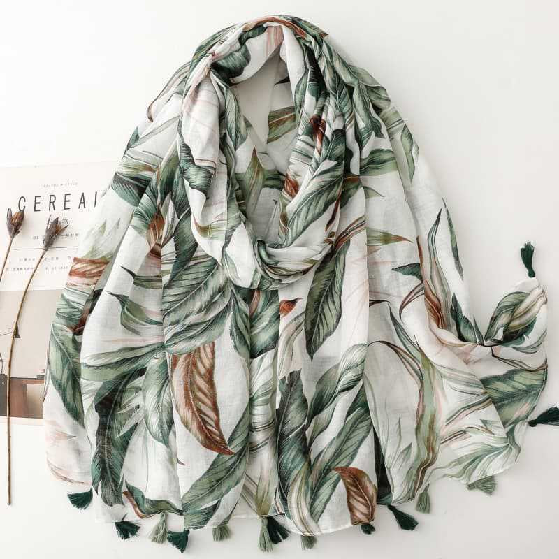 Foulard vert feuillesA15