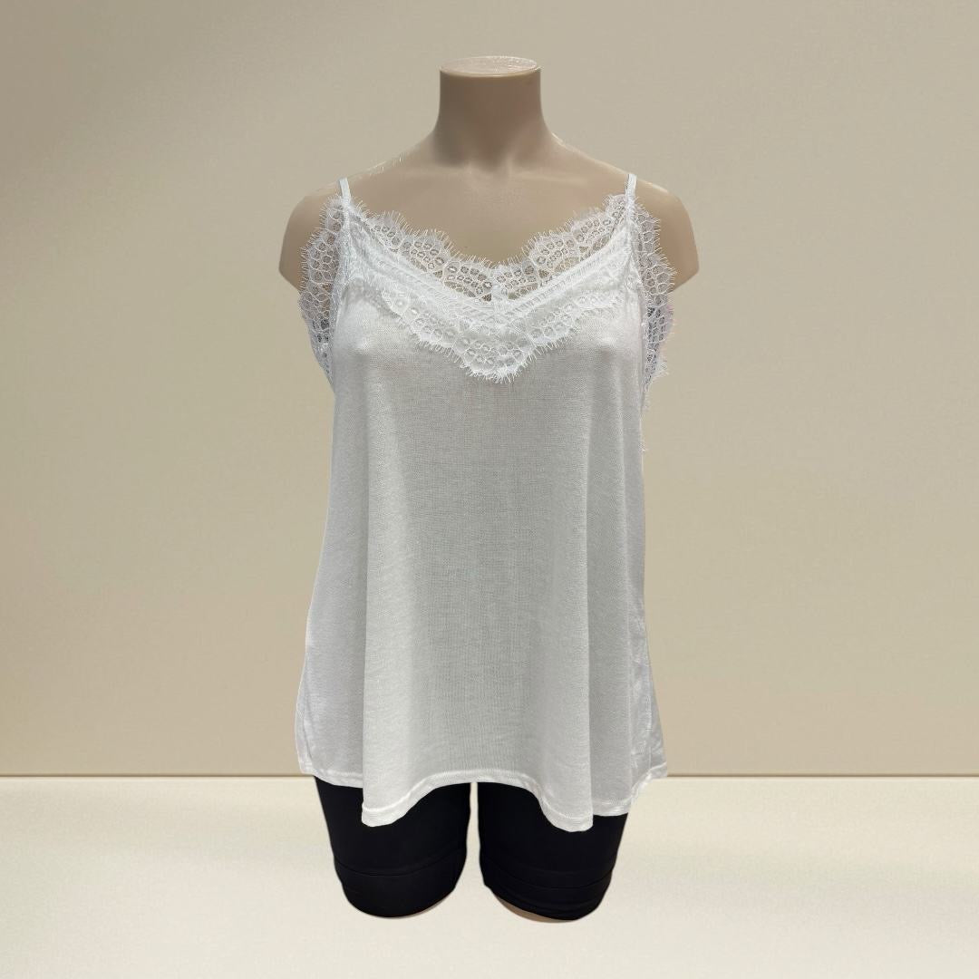 Top dentelle bretelles blanc