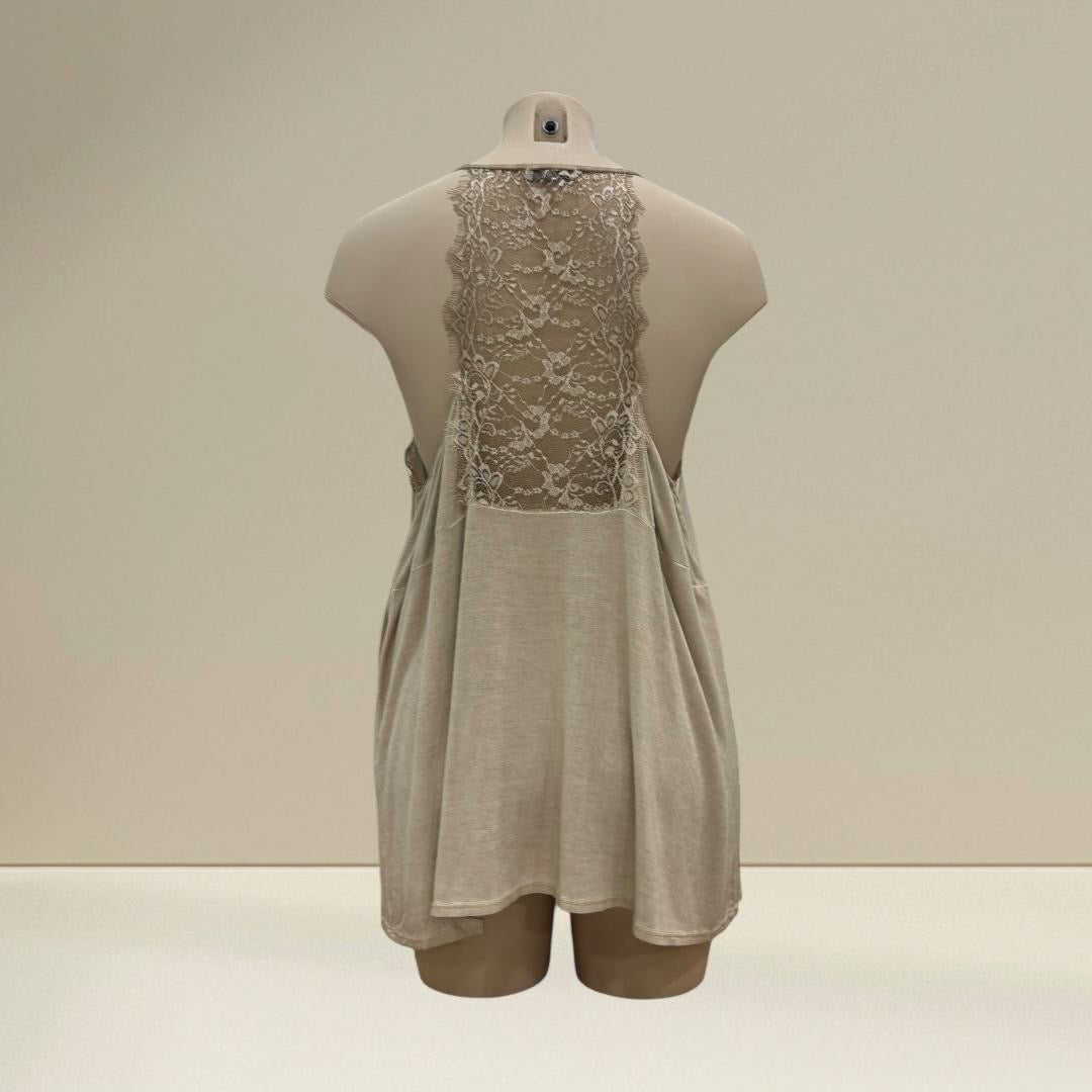 Top dentelle dos bretelle beige