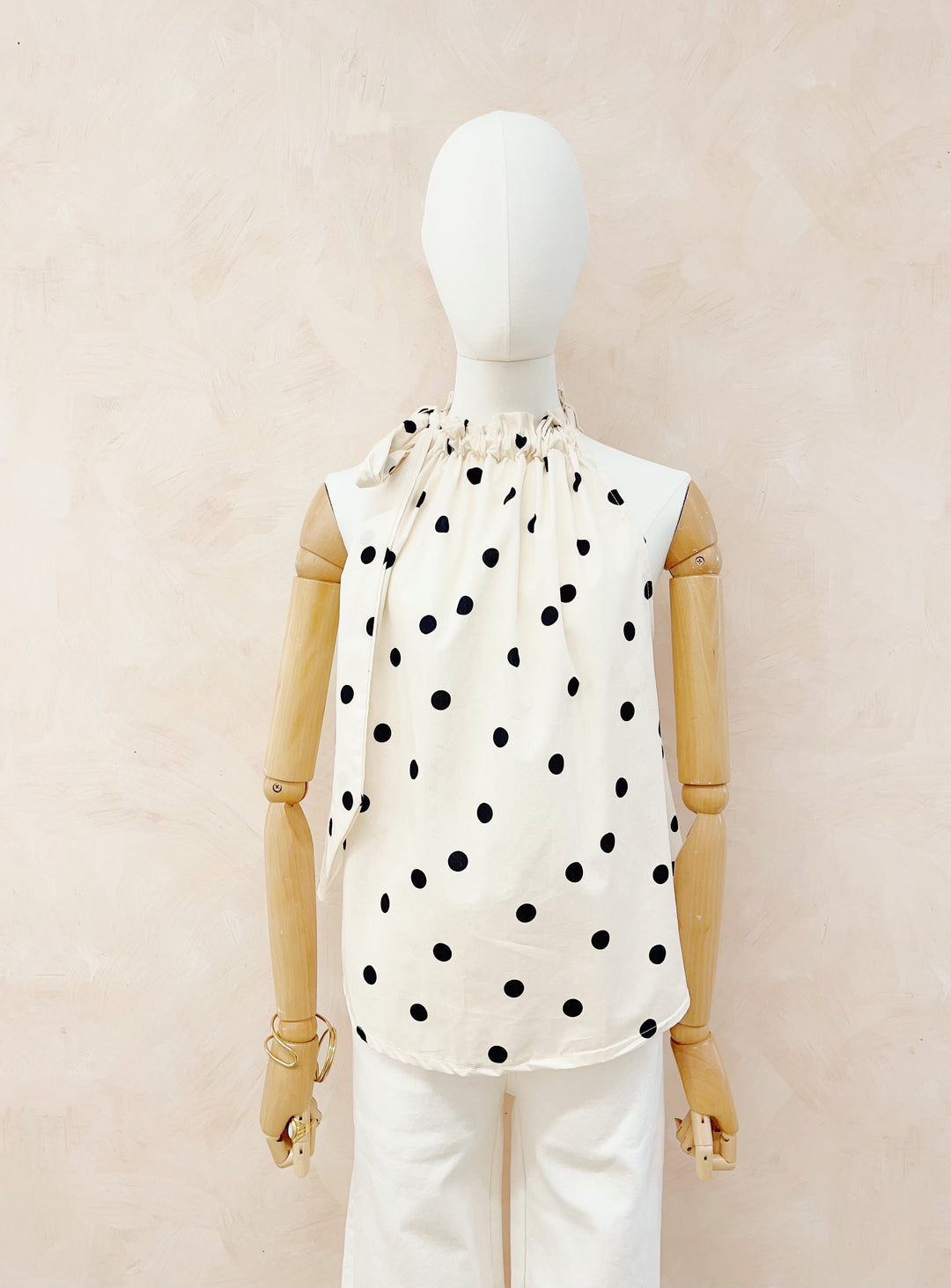 Top petit point Blanc/noir 7053
