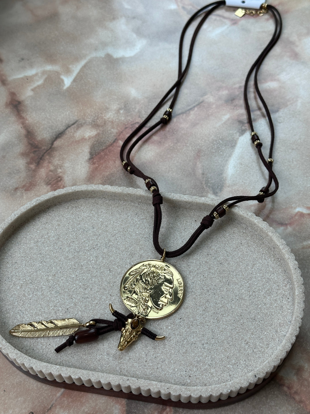 Collier long fil Choco médaillon