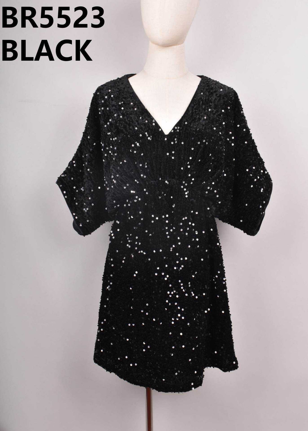 Robe velours aux sequin noir /J- 5523