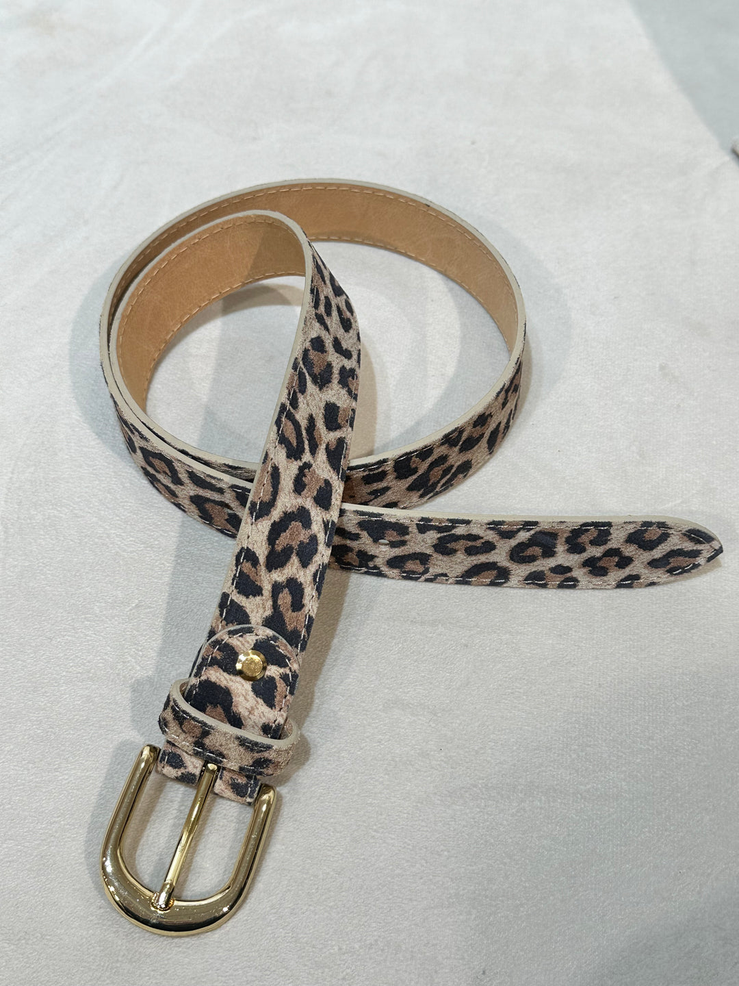 Ceinture cuir léopard beige