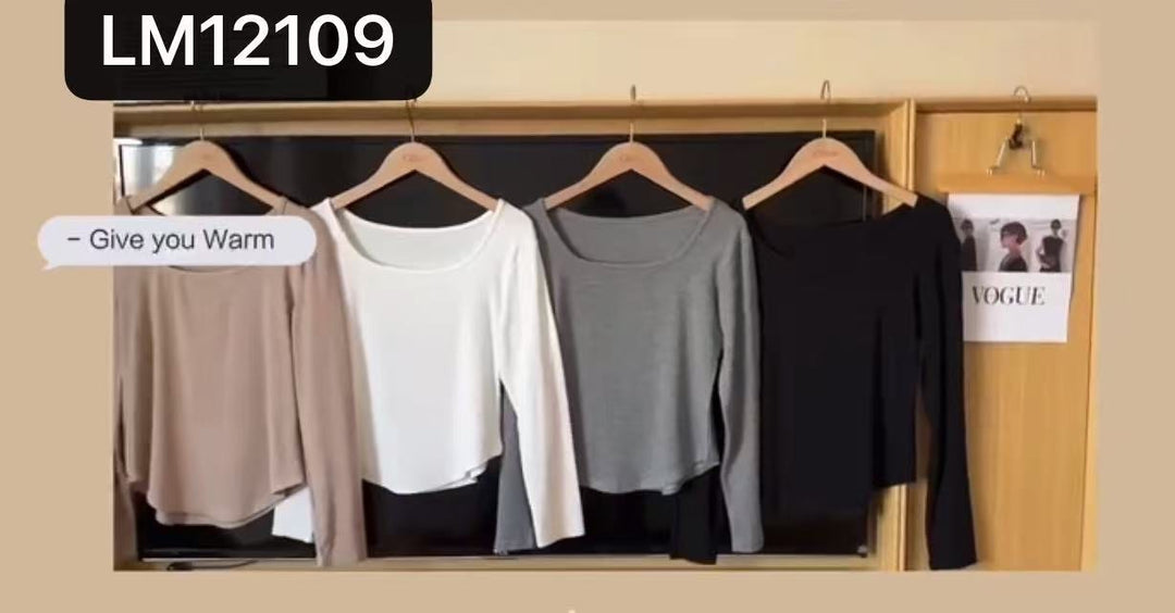 Top long basic col carré Noir Lm12109