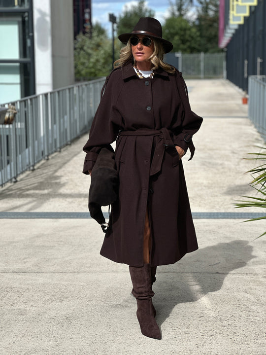 Manteau lainer long choco 24767