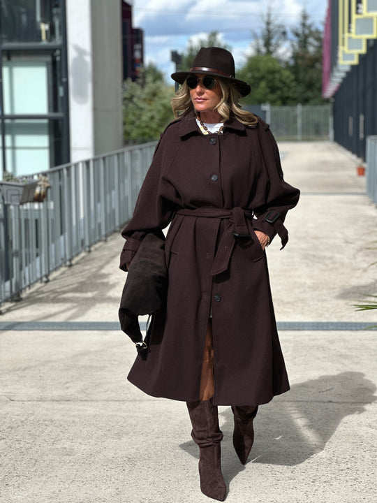 Manteau lainer long choco 24767