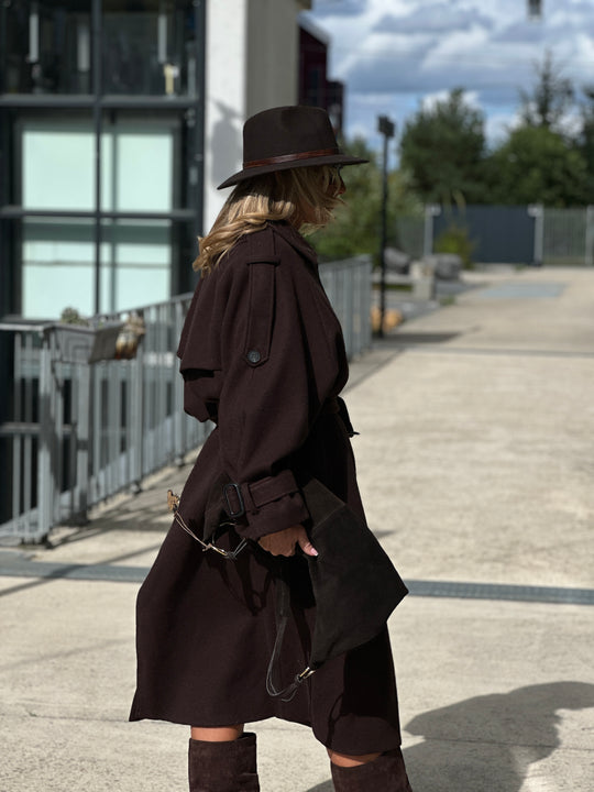 Manteau lainer long choco 24767