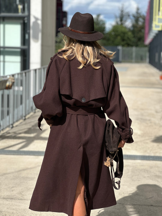 Manteau lainer long choco 24767