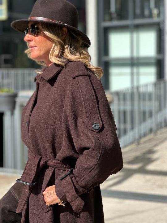 Manteau lainer long choco 24767