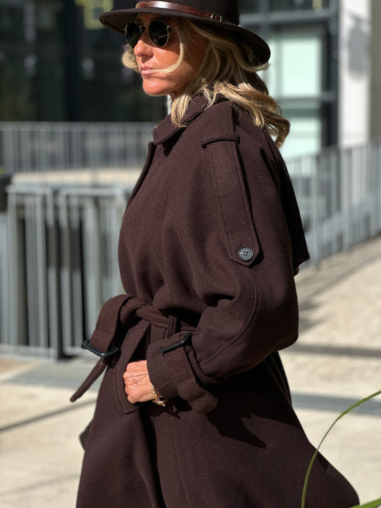 Manteau lainer long choco 24767
