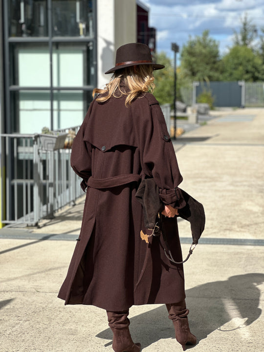 Manteau lainer long choco 24767