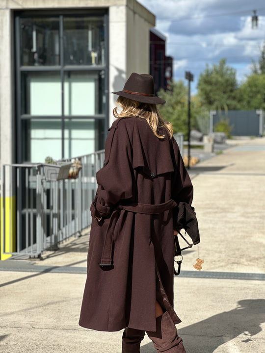 Manteau lainer long choco 24767