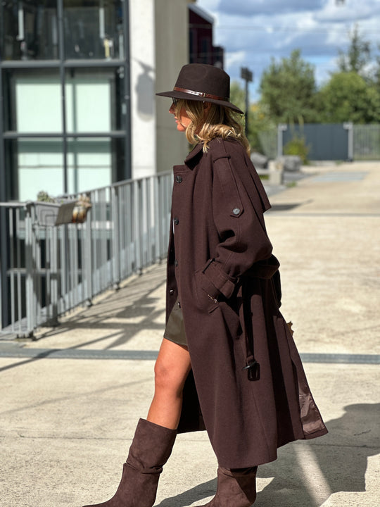 Manteau lainer long choco 24767