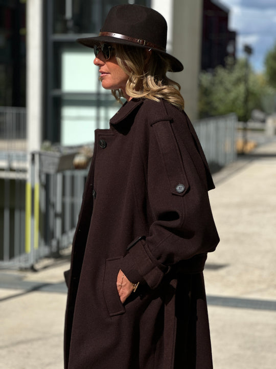 Manteau lainer long choco 24767