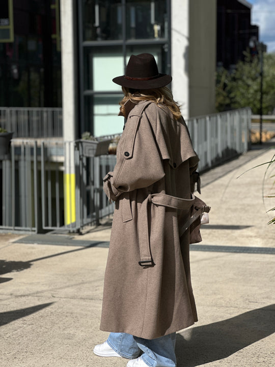 Manteau lainer long taupe 24767
