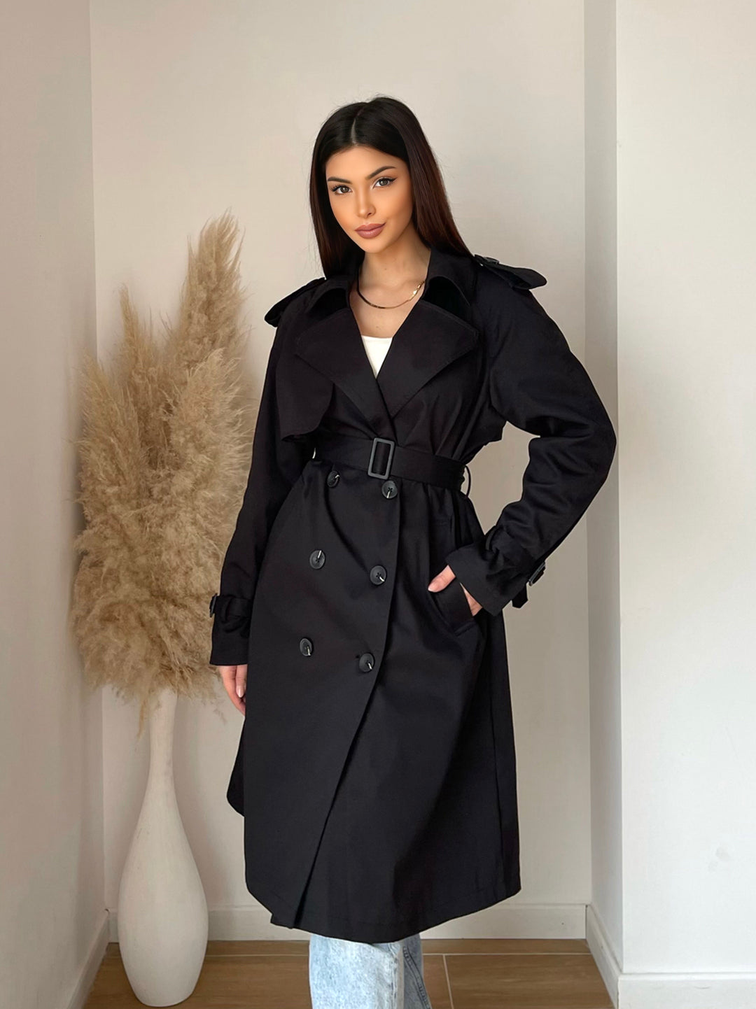 Trench court Noir W101-4