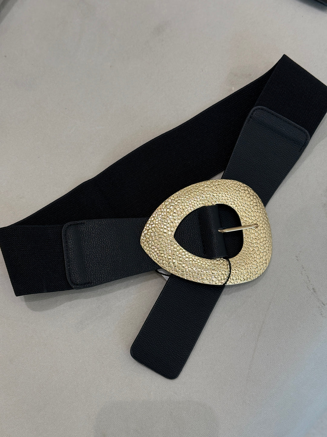 Ceinture noir métal or 8209