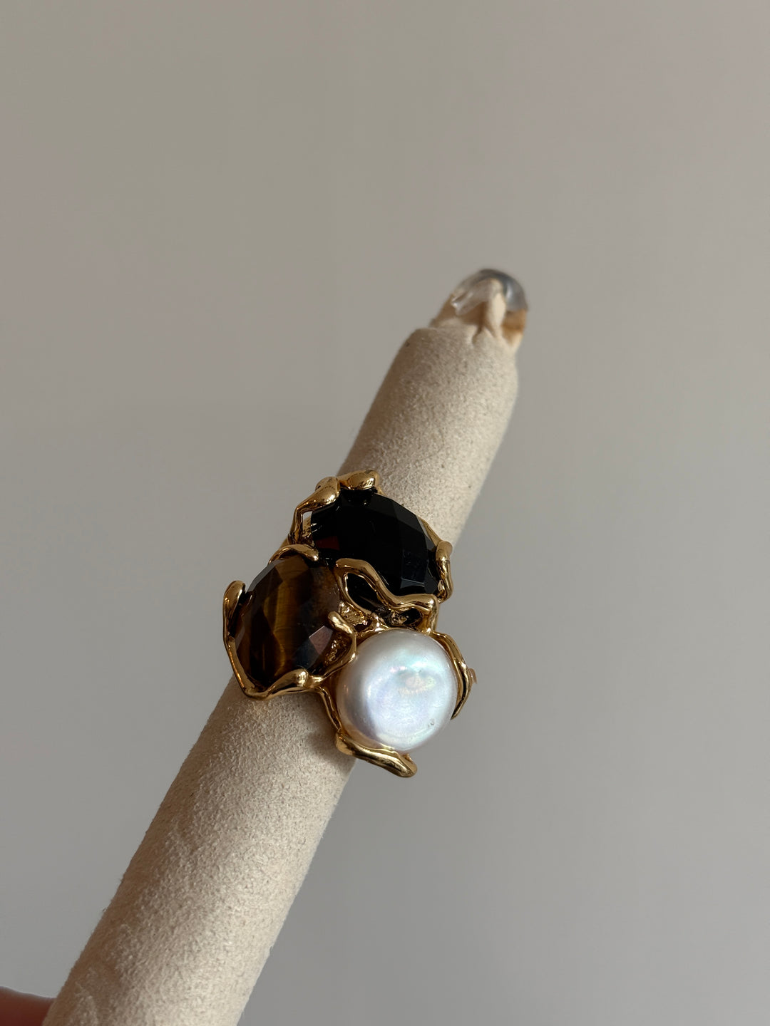 Bague nacre choco/noir/blanc
