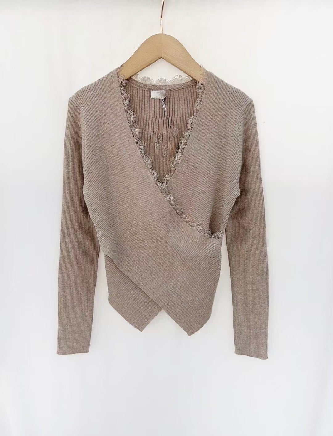 Top croisé dentelle TAUPE 1778