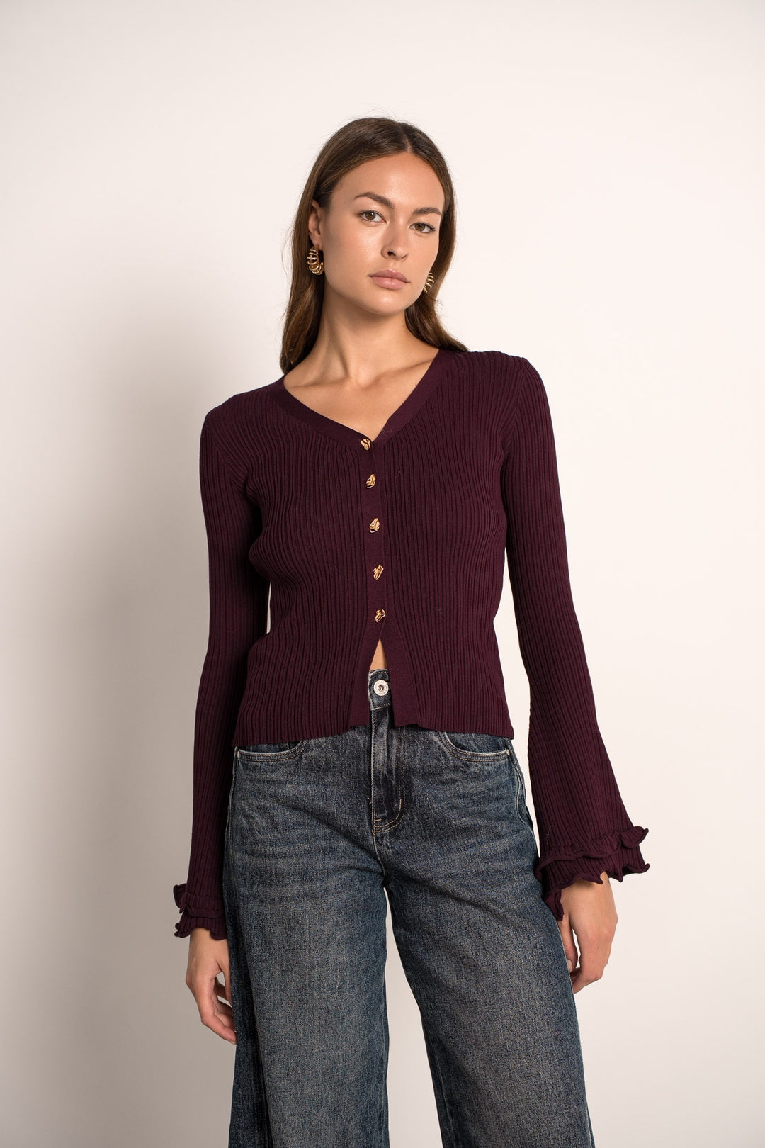 Gilet manches larges M5091 Bordeaux