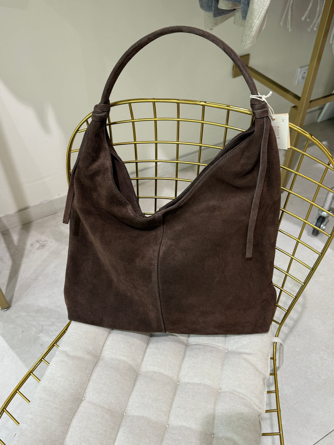 Sac daim cuir marron