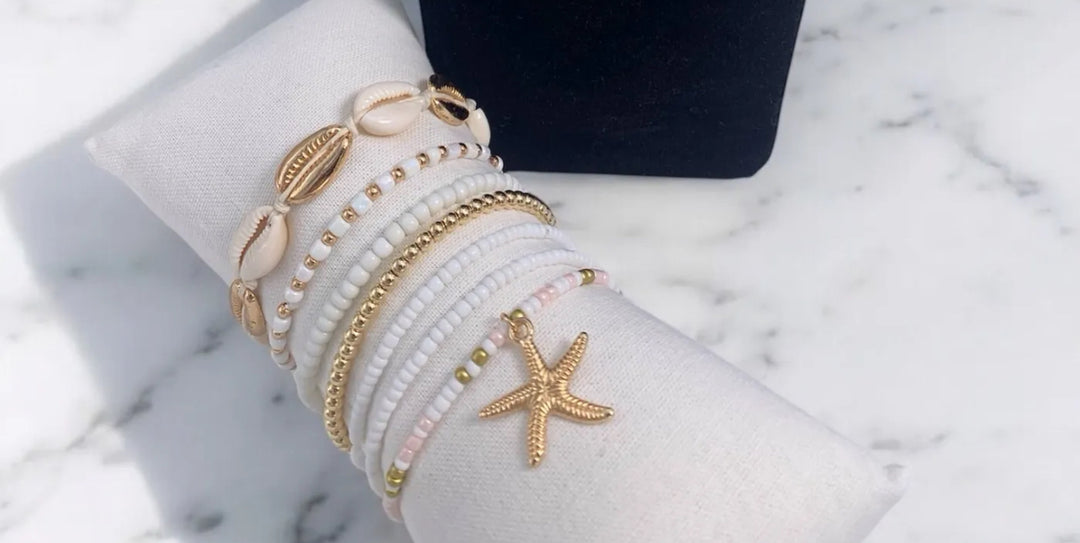 Bracelets 7 range coquillage blanc