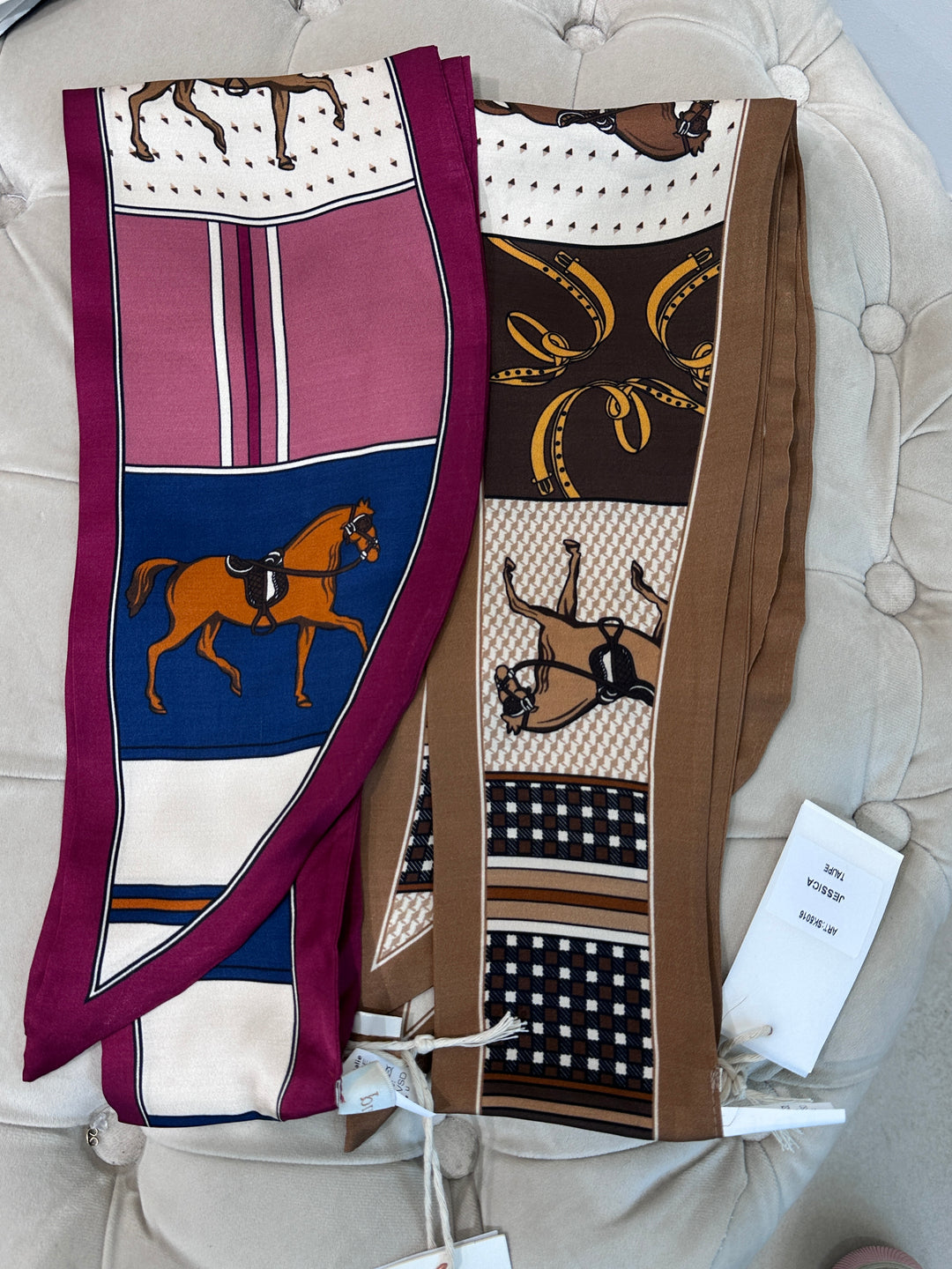 Foulard soie chevaux Vichy