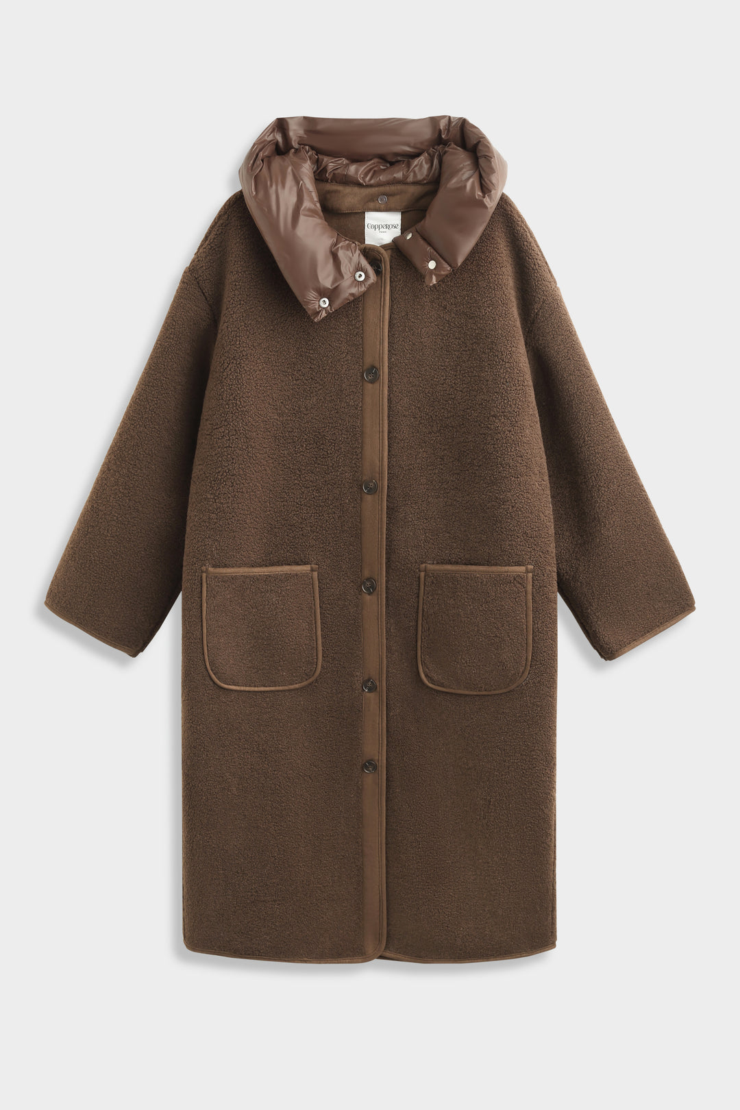 Manteau marron moumoute avec capuche OX9099