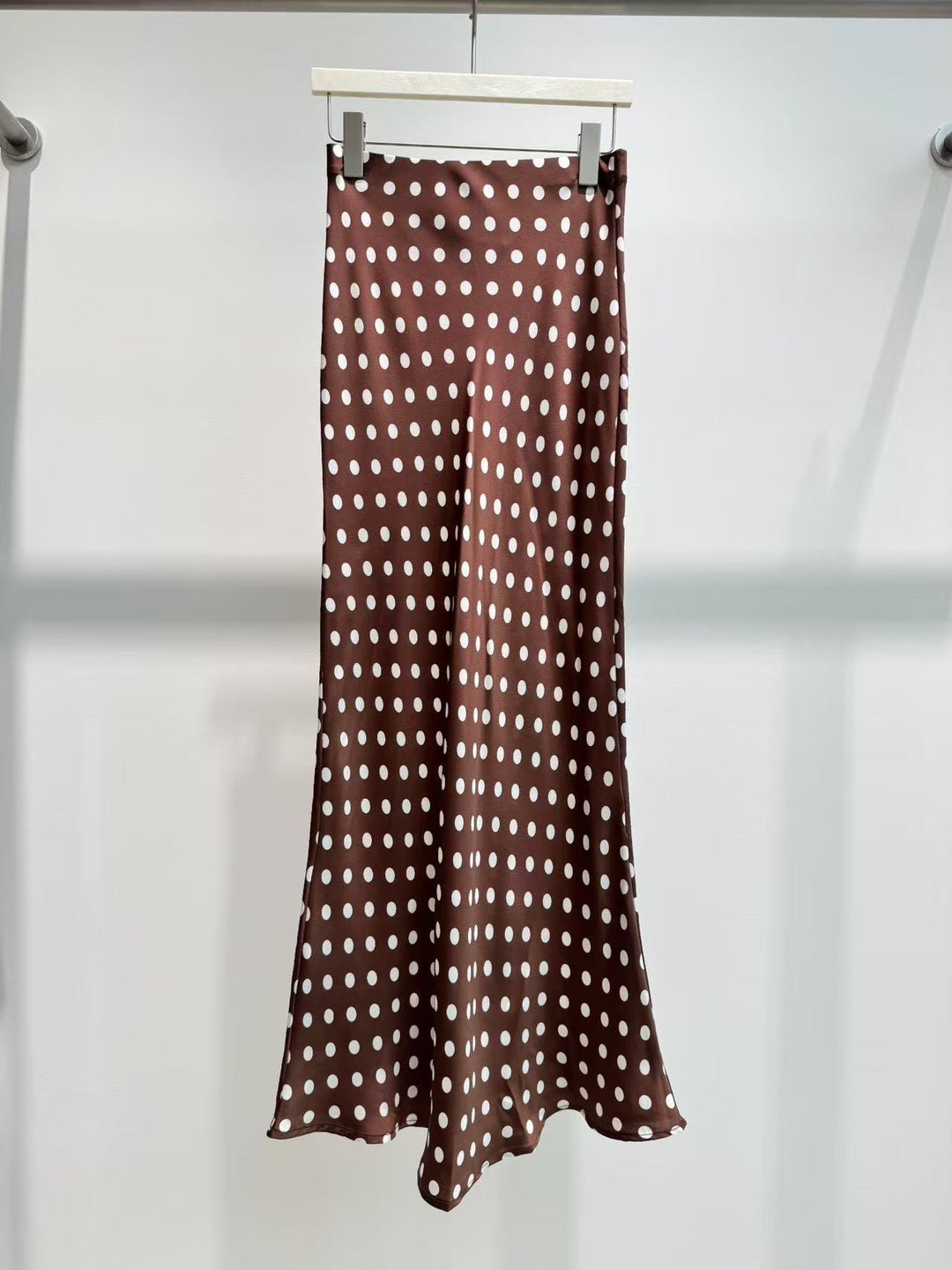 Jupe longue choco petits pois H4264