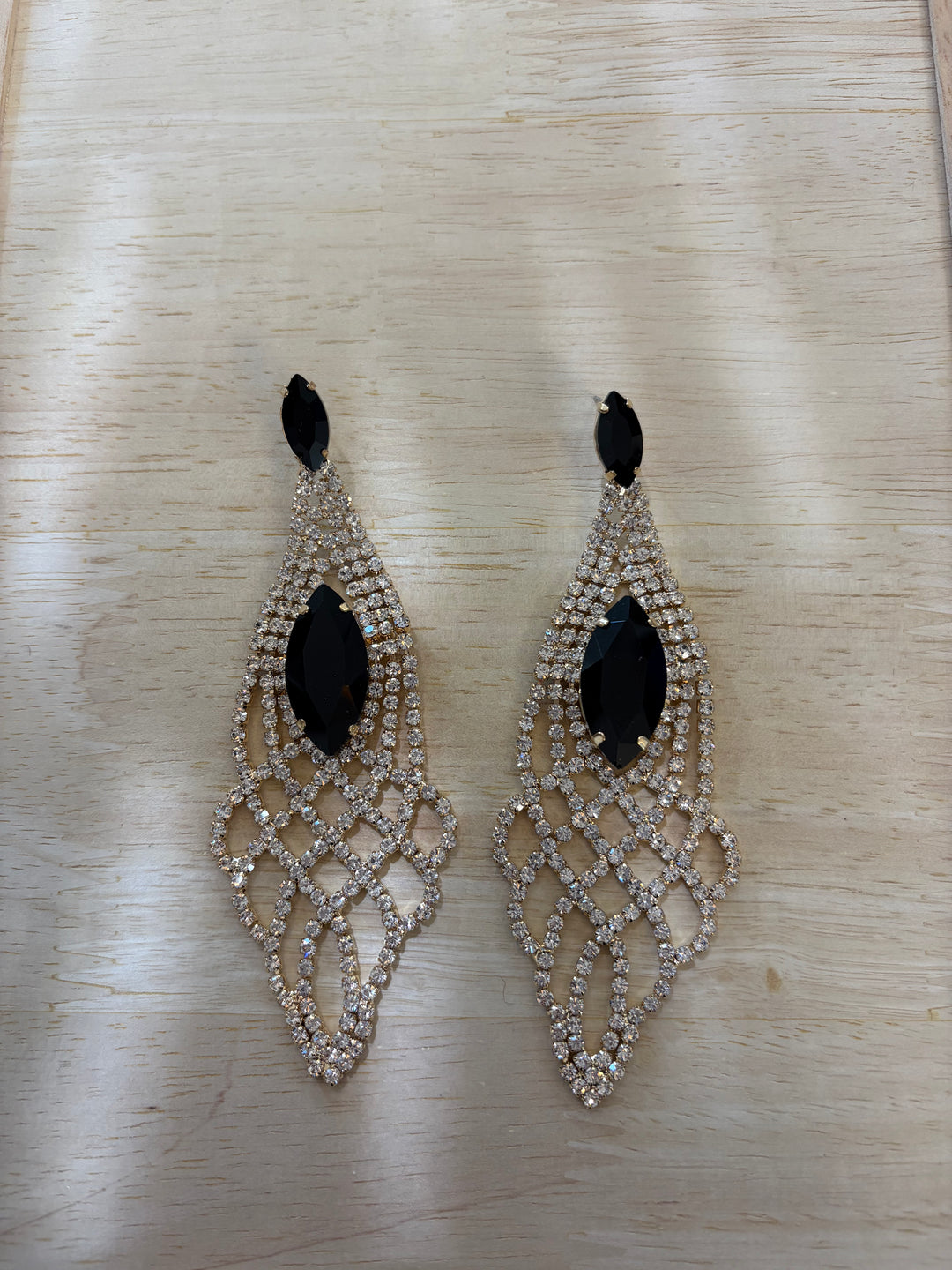 Boucles d'oreilles strass noir