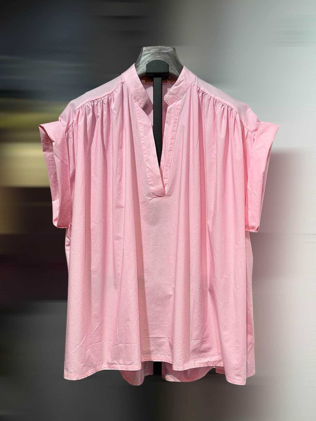 Blouse volant col V Rose clair