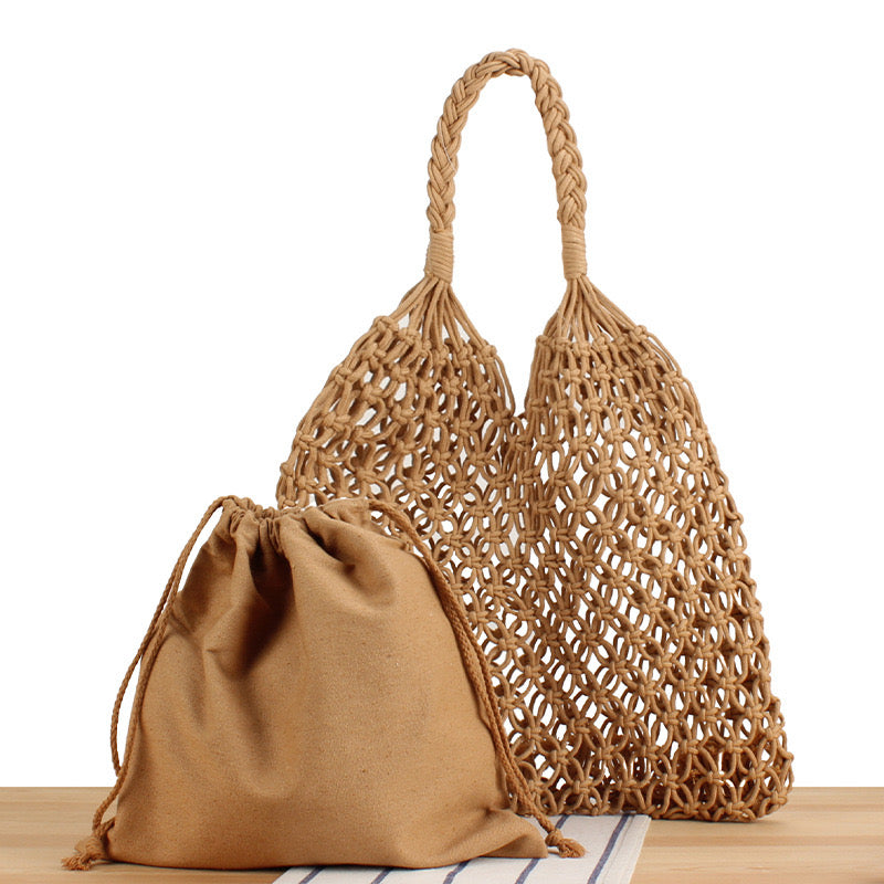 Sac crochet camel 2619