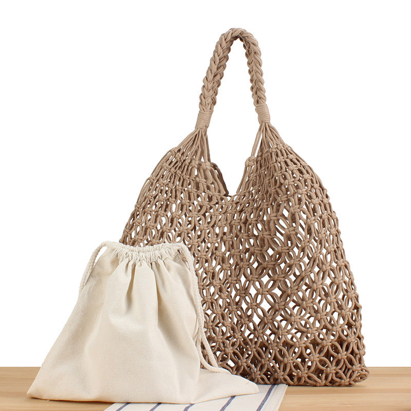 Sac crochet taupe 2619