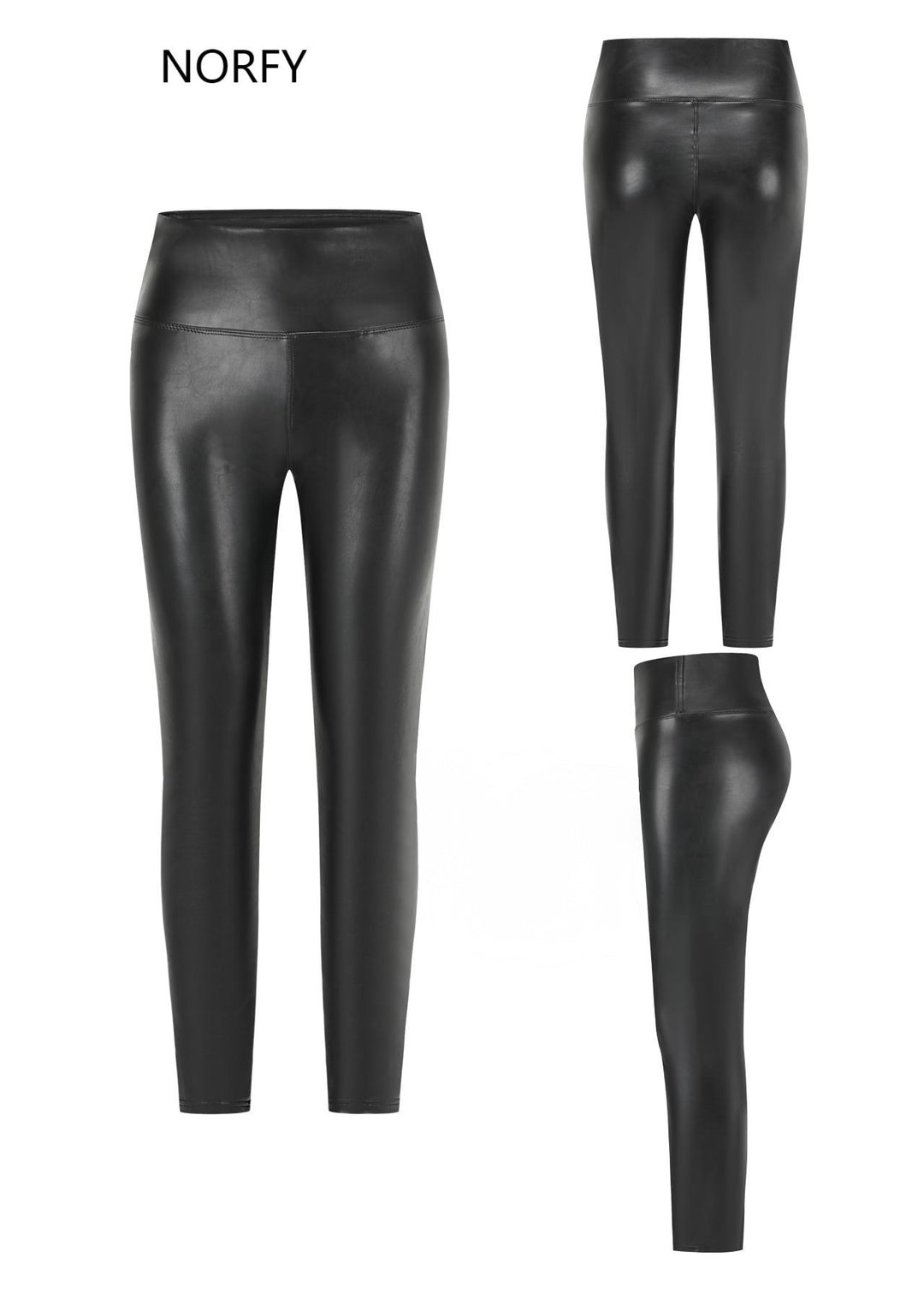 Legging similicuir bande noir vs19089-1