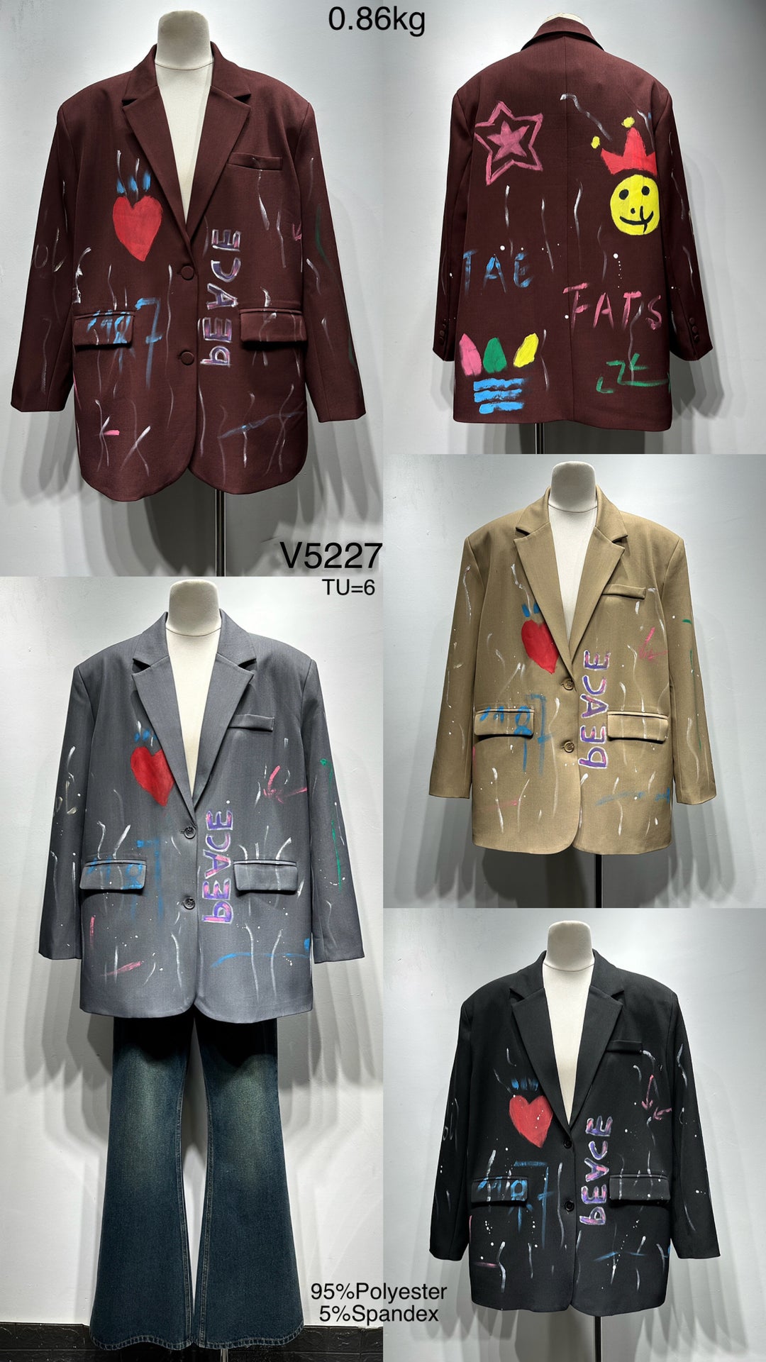 Blazer peinture bordeaux V5227