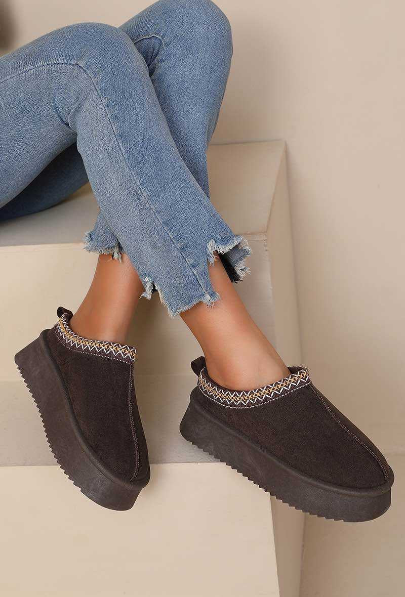 Mules choco plateforme pu-10