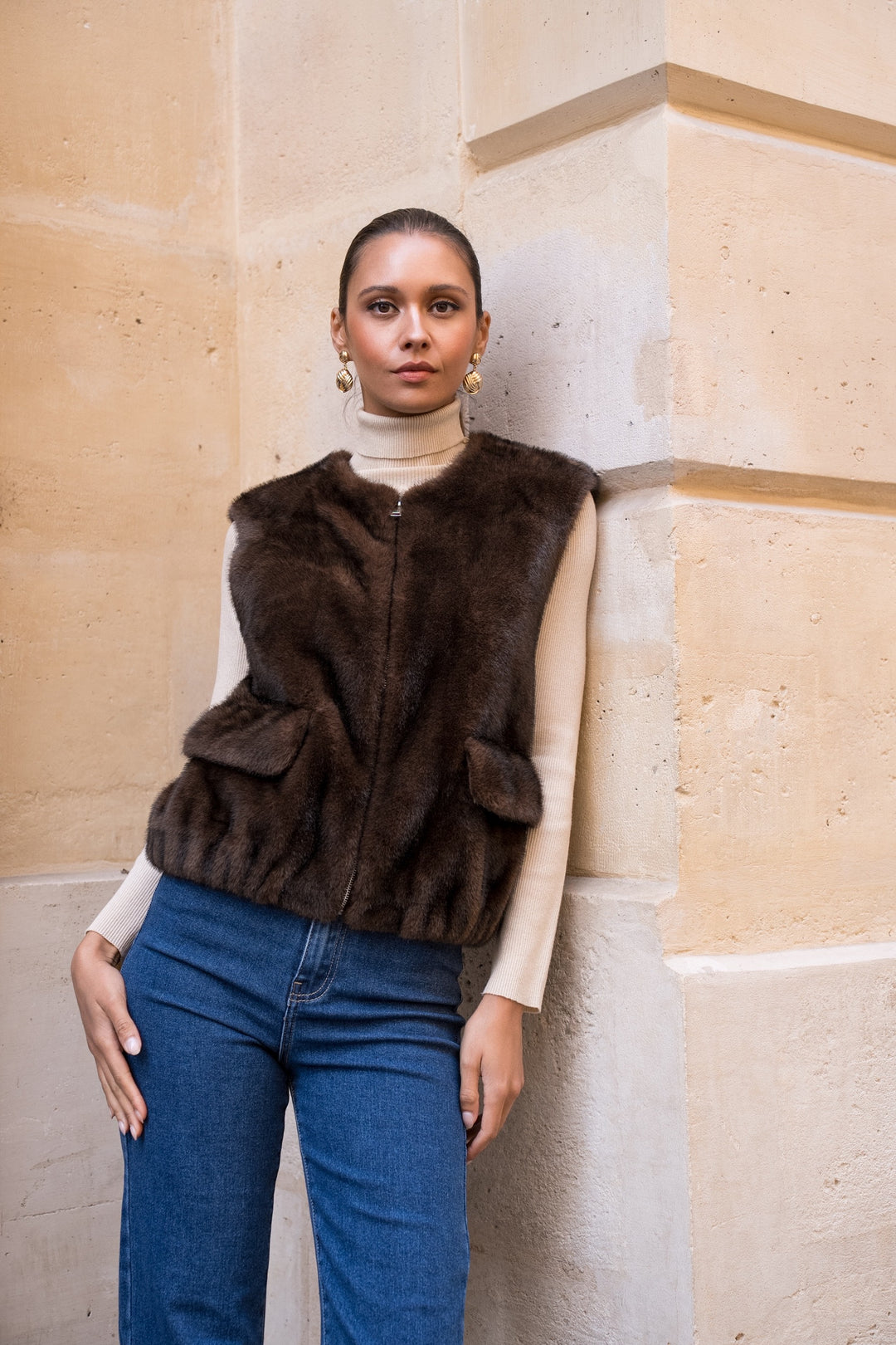 Gilet fourrure Choco F082
