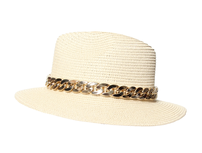 Chapeau beige chaine