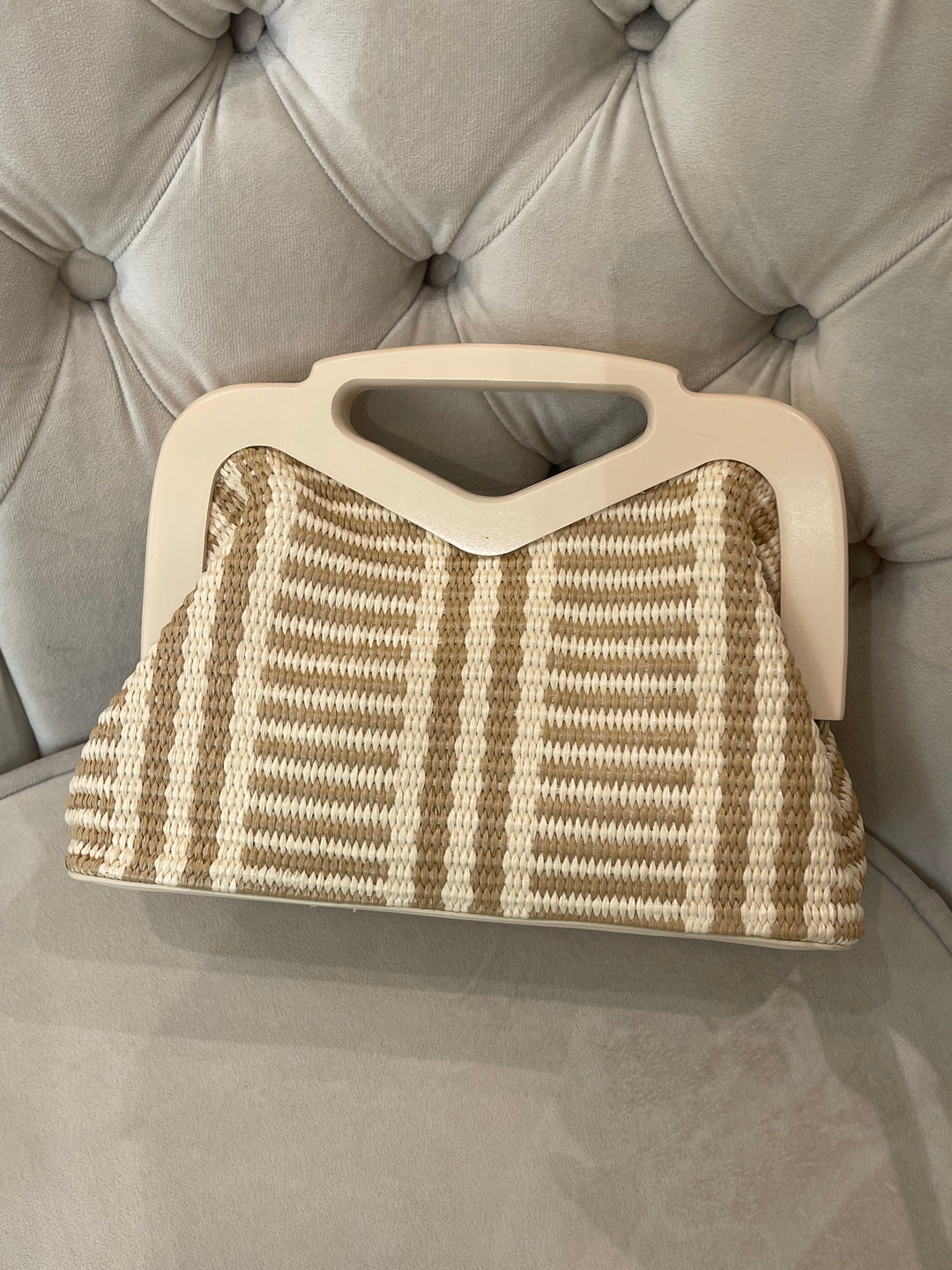 Sac paille bois Beige