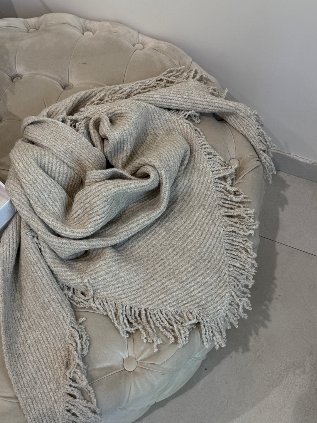 Écharpe frange beige